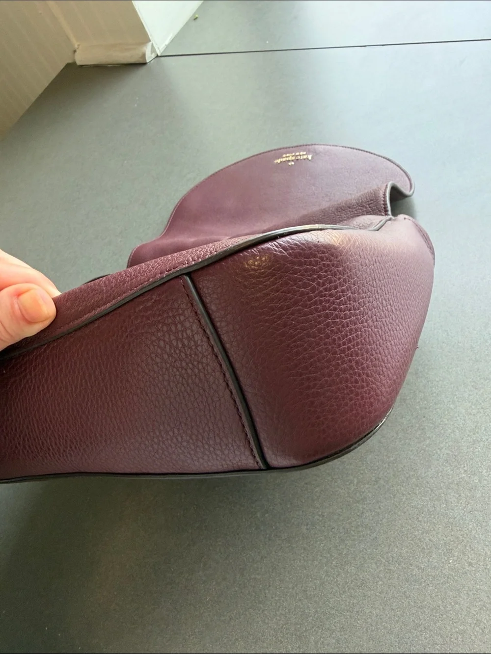 Kate Spade New York Burgundy Pebbled Leather Flap Shoulder Bag